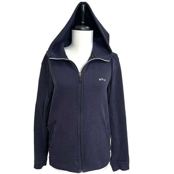 Hugo BOSS Navy Full Zip Sweatshirt womens S Hooded Jacket blue Pockets - Picture 1 of 13